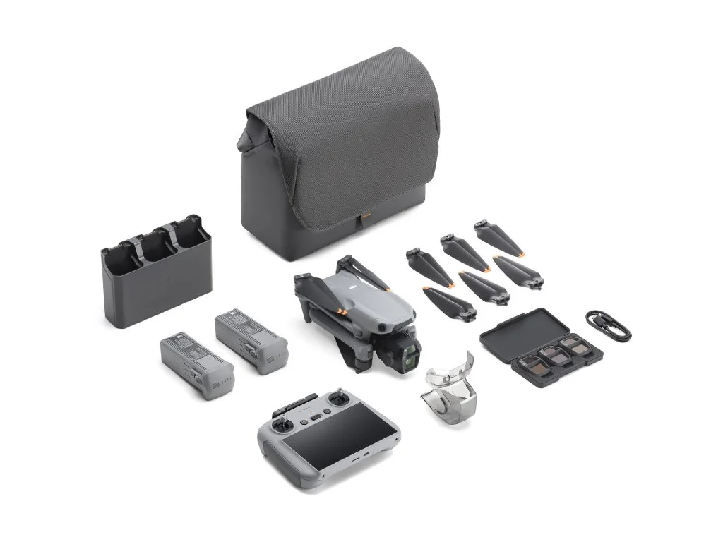 DJI AIR 3S Fly More Combo + DJI RC2, 4K/60fps HDR Video, 50 MP, 70mm Tele Camera, 45-Min Flight Time