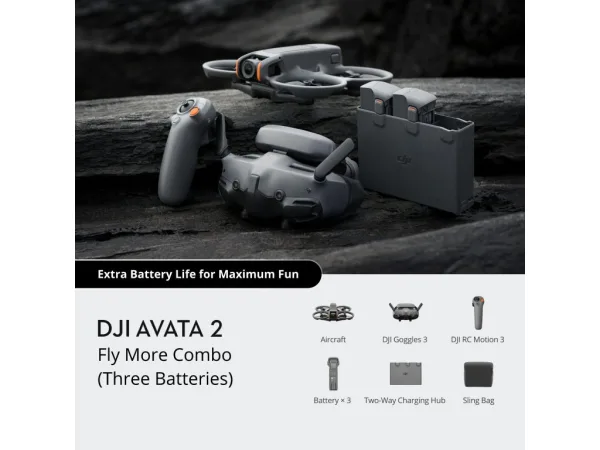 DJI Avata 2 Fly More Combo (Three Batteries), DJI Goggles 3, DJI RC Motion 3, DJI Sling Bag