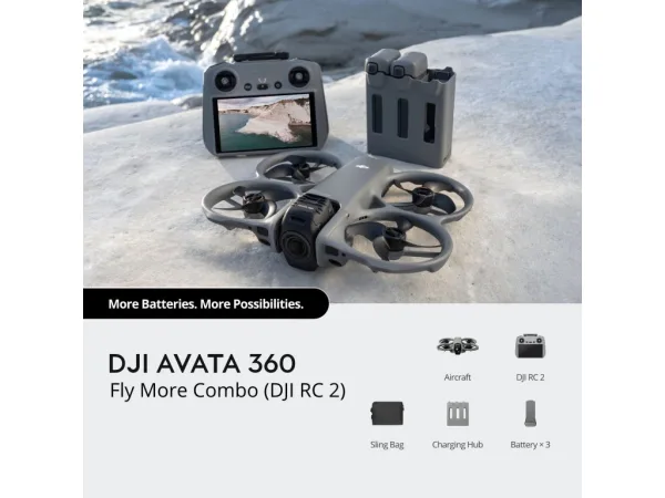 DJI Avata 360 Fly More Combo (DJI RC 2), 8K/60fps HDR video, 120MP photos