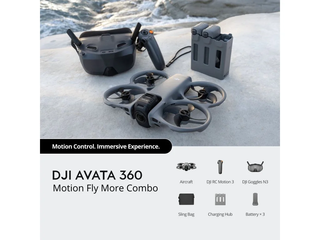 DJI Avata 360 Motion Fly More Combo (DJI Goggles N3 + DJI RC Motion 3), 8K/60fps HDR video, 120MP