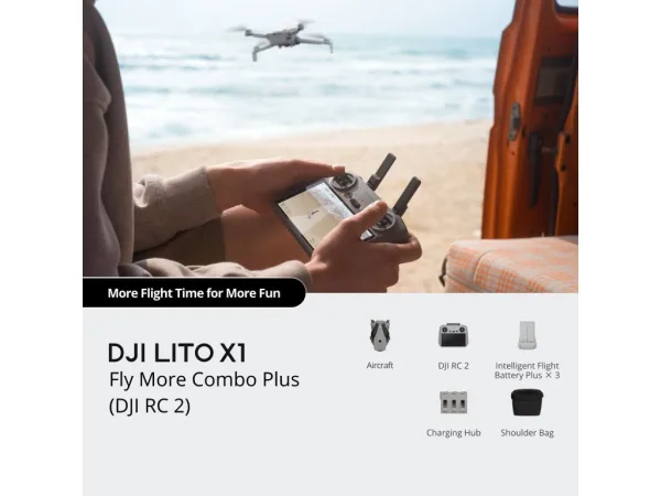 DJI Lito X1 Fly More Combo Plus (DJI RC 2), 4K/60fps HDR Video, 48MP, 42GB, 52 min flight time