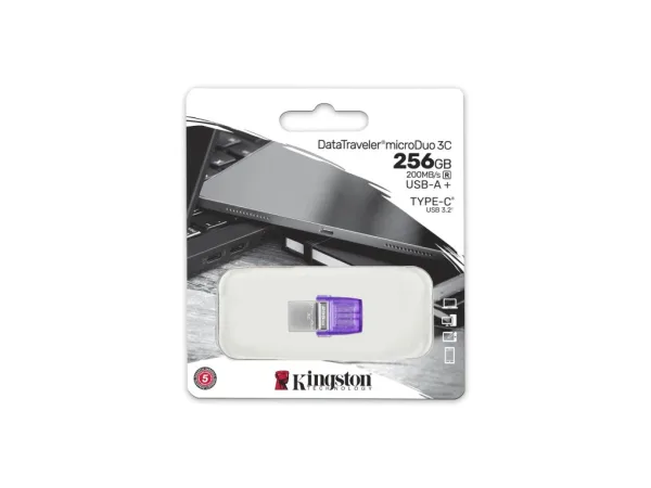 KINGSTON 256GB DataTraveler microDuo 3C USB Flash Drive,Dual interface USB Type-C and Type-A,200MB/s