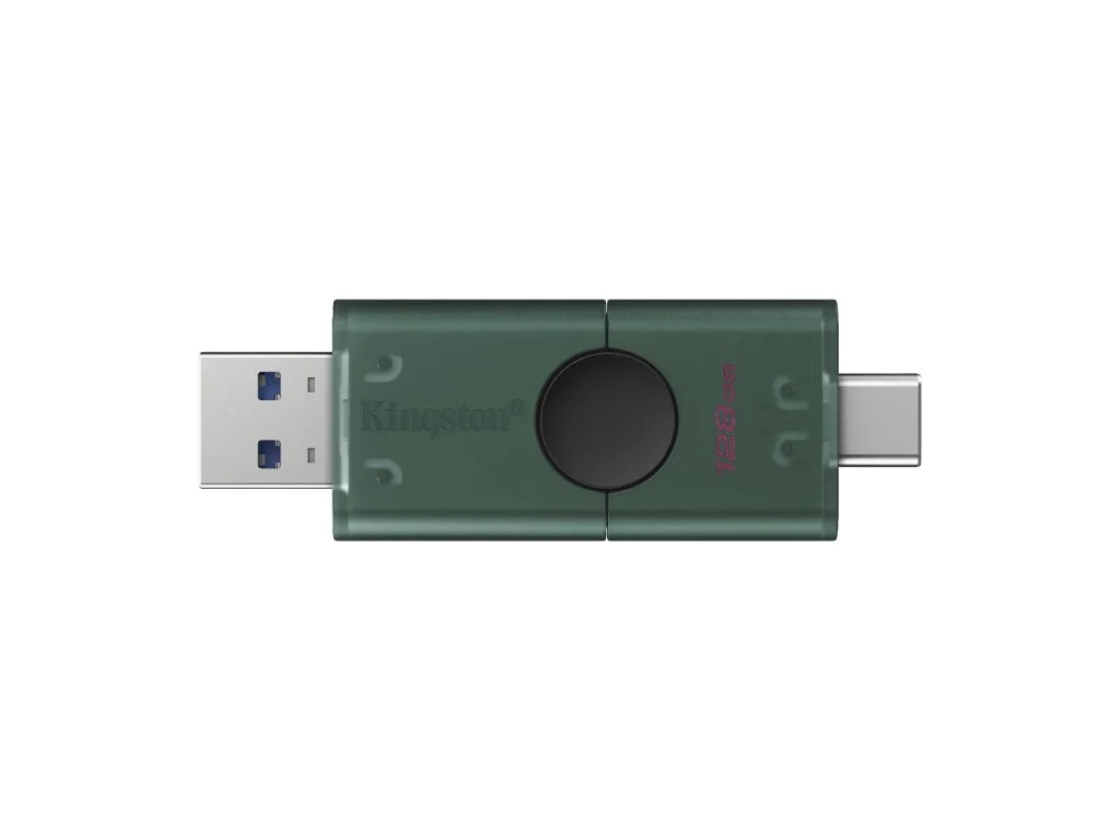 KINGSTON DataTraveler 128GB DUO USB Flash Drive, Type-A and USB Type-C, dual moving cap design