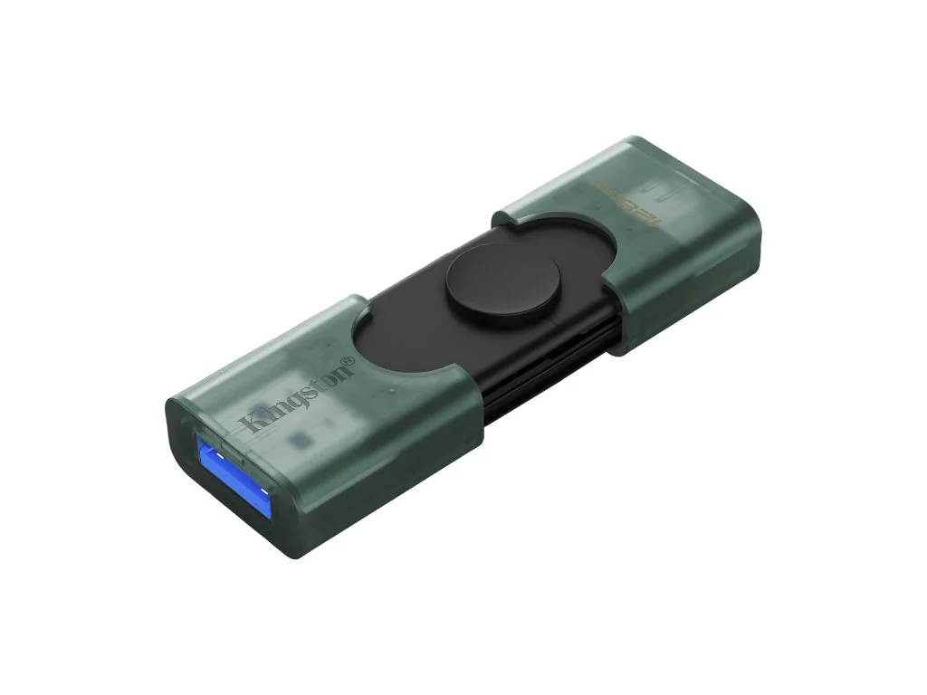KINGSTON DataTraveler 128GB DUO USB Flash Drive, Type-A and USB Type-C, dual moving cap design