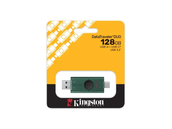 KINGSTON DataTraveler 128GB DUO USB Flash Drive, Type-A and USB Type-C, dual moving cap design