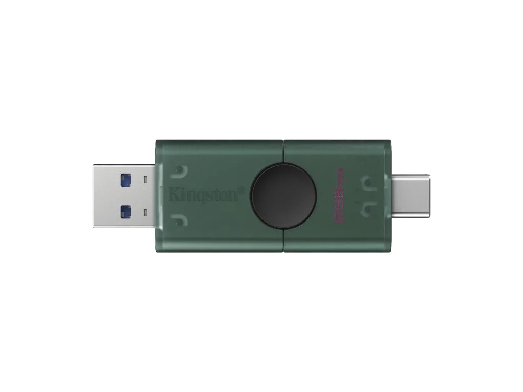 KINGSTON DataTraveler 256GB DUO USB Flash Drive, Type-A and USB Type-C, dual moving cap design