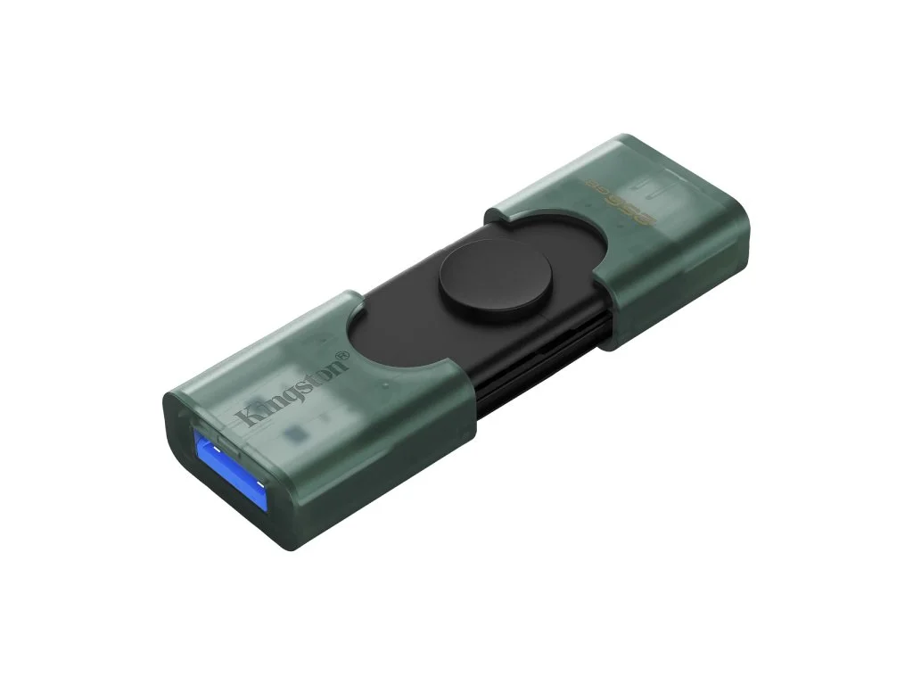 KINGSTON DataTraveler 256GB DUO USB Flash Drive, Type-A and USB Type-C, dual moving cap design