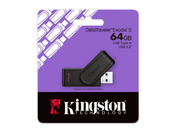KINGSTON USB DISK DataTraveler Exodia S 64GB USB 3.2 High speed, Swivel cap, Black
