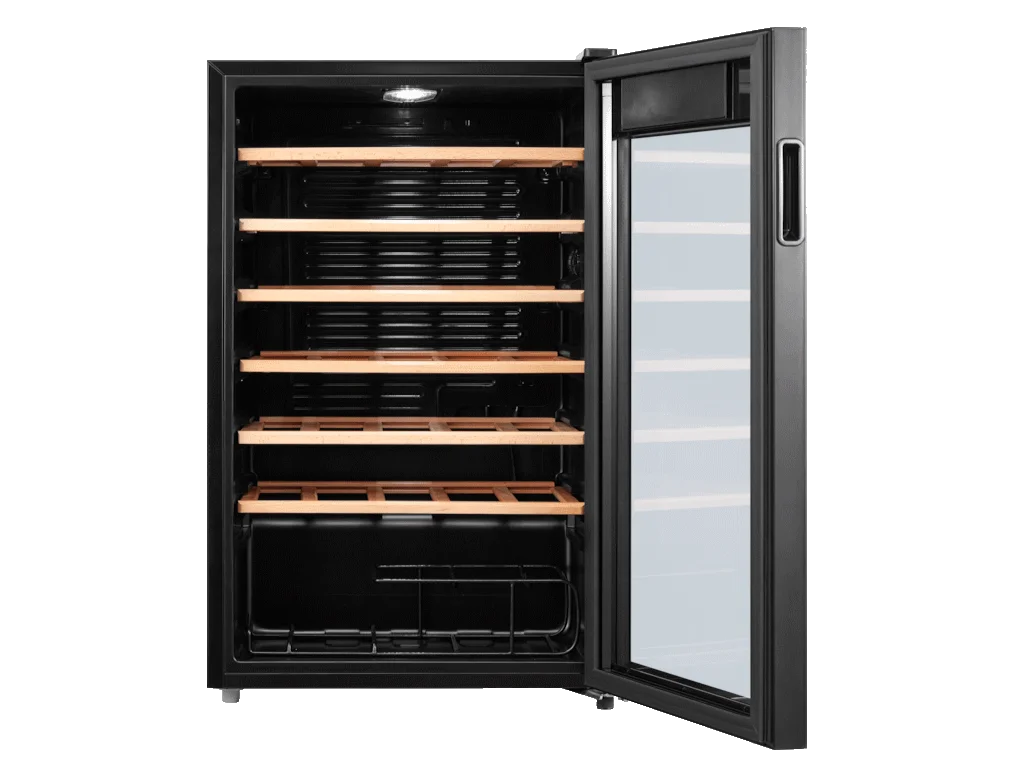Tesla RW092M ugradna vinska vitrina, kapacitet: 34 boce, drvene police, touch control, 480x440x842