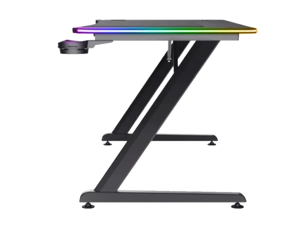 TRUST 710 Luminus Pro RGB Gaming Desk/Black/150kg/740x600x1200mm/Cupholder/Headphone hook/Mousepad