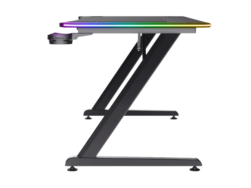 TRUST 710 Luminus Pro RGB Gaming Desk/Black/150kg/740x600x1200mm/Cupholder/Headphone hook/Mousepad