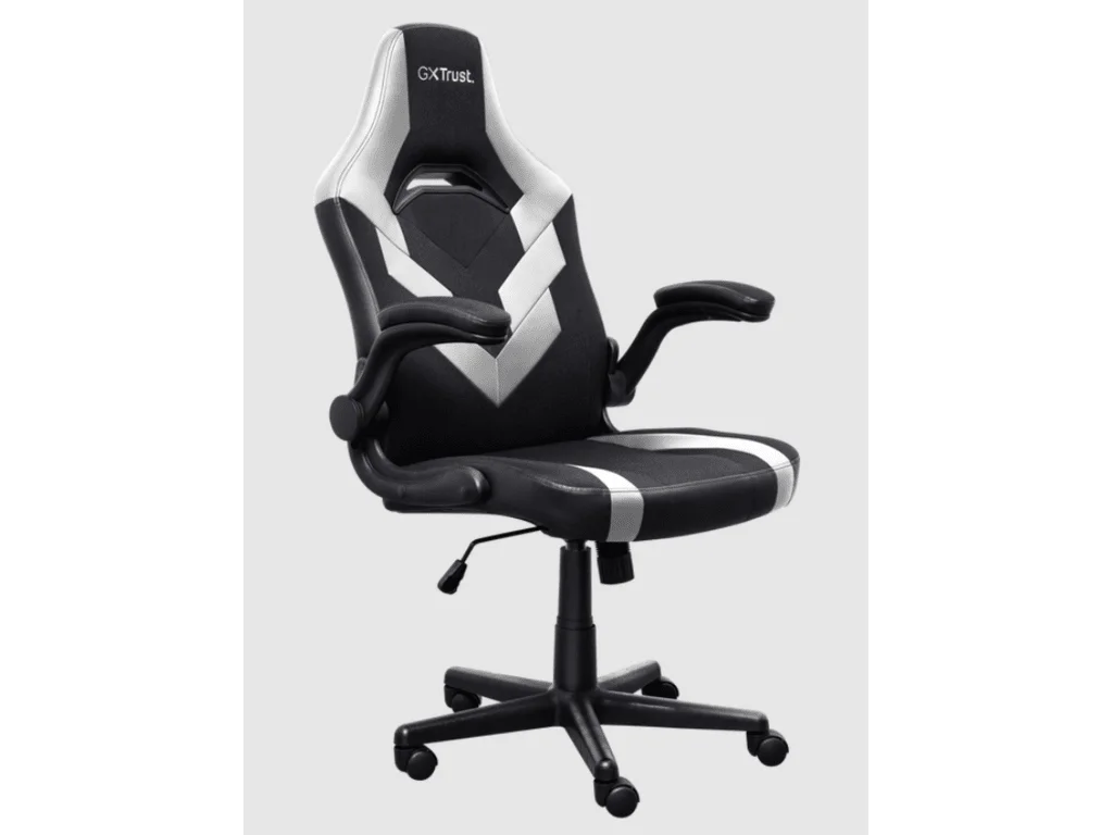 TRUST GXT 703W Riye Comfortable adjustable gaming chair,flip-up armrests, Max weight 140kg,White