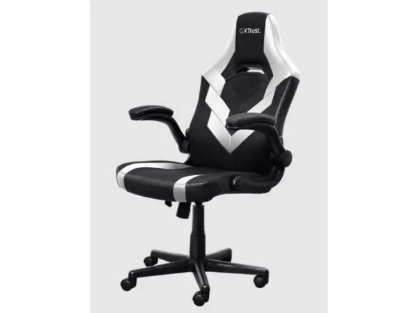 TRUST GXT 703W Riye Comfortable adjustable gaming chair,flip-up armrests, Max weight 140kg,White