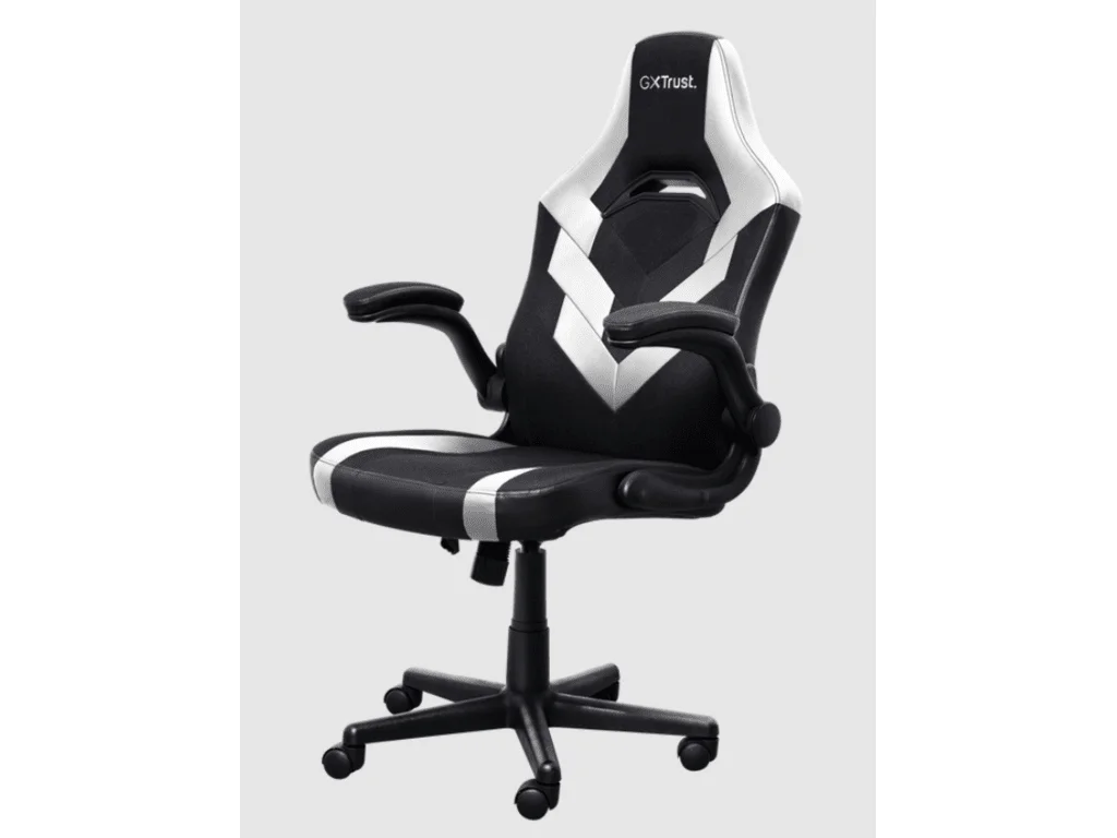 TRUST GXT 703W Riye Comfortable adjustable gaming chair,flip-up armrests, Max weight 140kg,White
