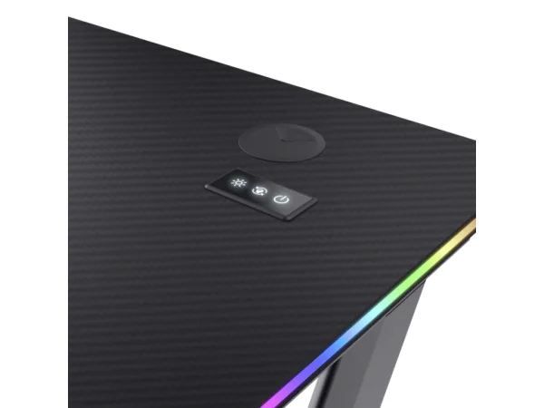 TRUST GXT709 Luminus RGB Gaming Desk Black - Cup holder, W: 1200 mm, H: 740 mm, D: 600 mm