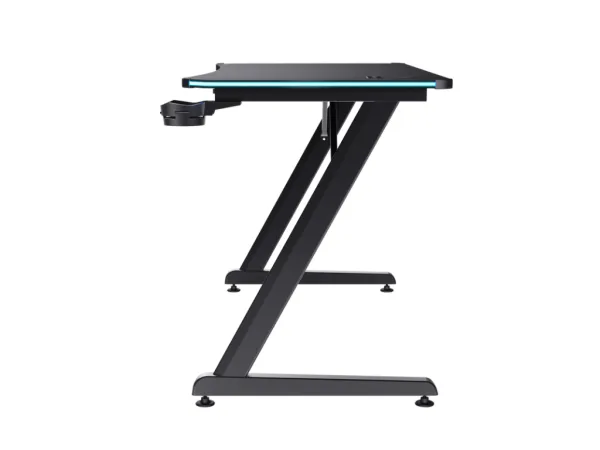 TRUST GXT709 Luminus RGB Gaming Desk Black - Cup holder, W: 1200 mm, H: 740 mm, D: 600 mm