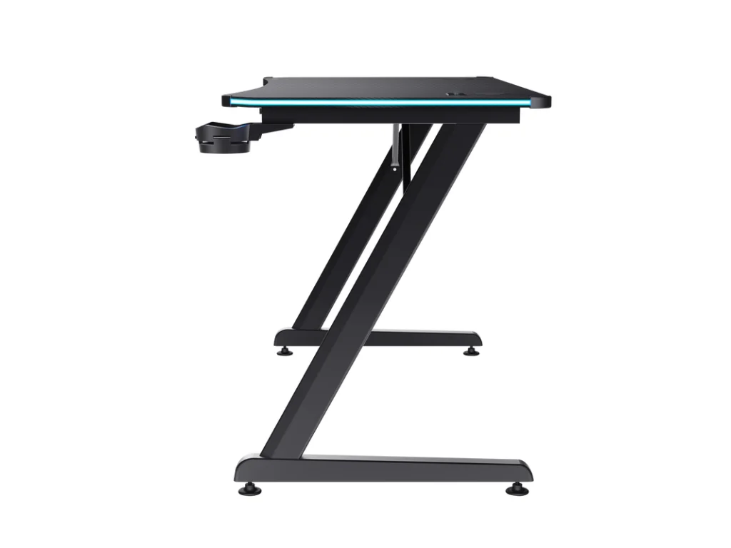 TRUST GXT709 Luminus RGB Gaming Desk Black - Cup holder, W: 1200 mm, H: 740 mm, D: 600 mm