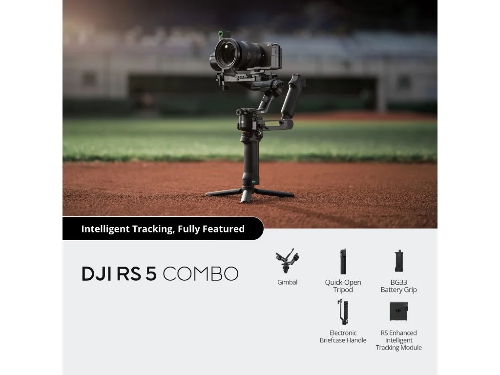 DJI RS 5 Combo, Lightweight Commercial Stabilizer, Compact Body With up to 3kg Payload