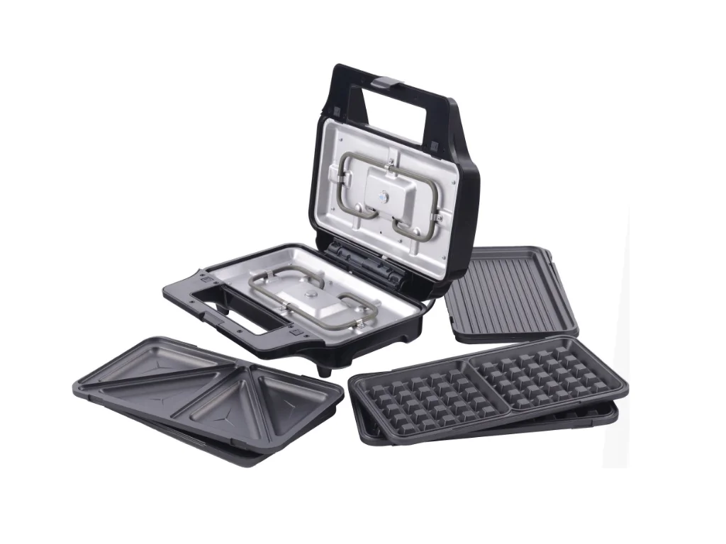 Tesla MG201BX, toster, crni/inox, 3 promjenjive ploče, perivo u mašini, non-stick