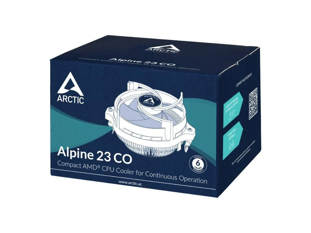 ARCTIC Alpine 23 CO Compact AMD CPU Cooler, 90 mm Fan, 2002700 rpm, Dual Ball Bearing, AM5, AM4