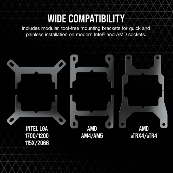 CORSAIR iCUE H100i RGB ELITE Liquid CPU Cooler, AF ELITE Series PWM fans, 240mm, 16 RGB LEDs
