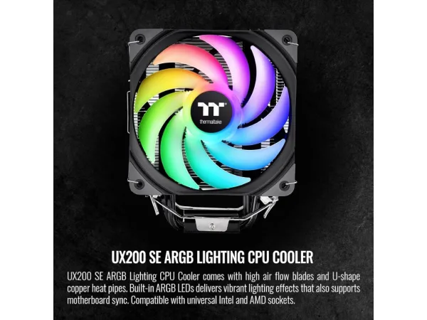 THERMALTAKE UX200 SE ARGB Lighting CPU Cooler, PWM 800-1800 RPM, 4Pin, INTEL/AMD