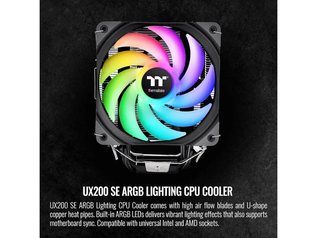 THERMALTAKE UX200 SE ARGB Lighting CPU Cooler, PWM 800-1800 RPM, 4Pin, INTEL/AMD
