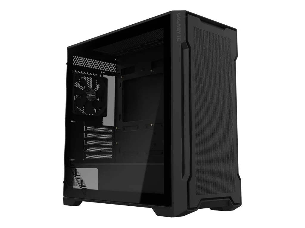 GIGABYTE C102G Mid Tower Case, Pre-installed two 120mm fans, USB 3.0 x2, Tempered Glass, Black