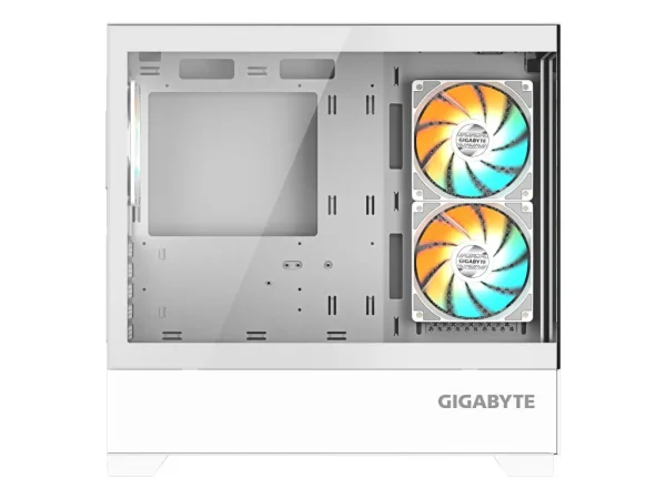 GIGABYTE C201 Panoramic ICE Mid Tower PC Case(mini-ITX/m-ATX), Pre-installed 3 ARGB fans,USB*2,White