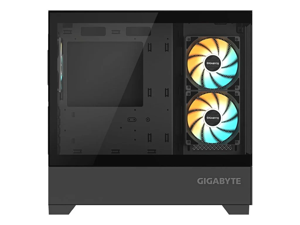 GIGABYTE C201 Panoramic Mid Tower PC Case(mini-ITX/m-ATX), Pre-installed 3 ARGB fans, USB*2, Black