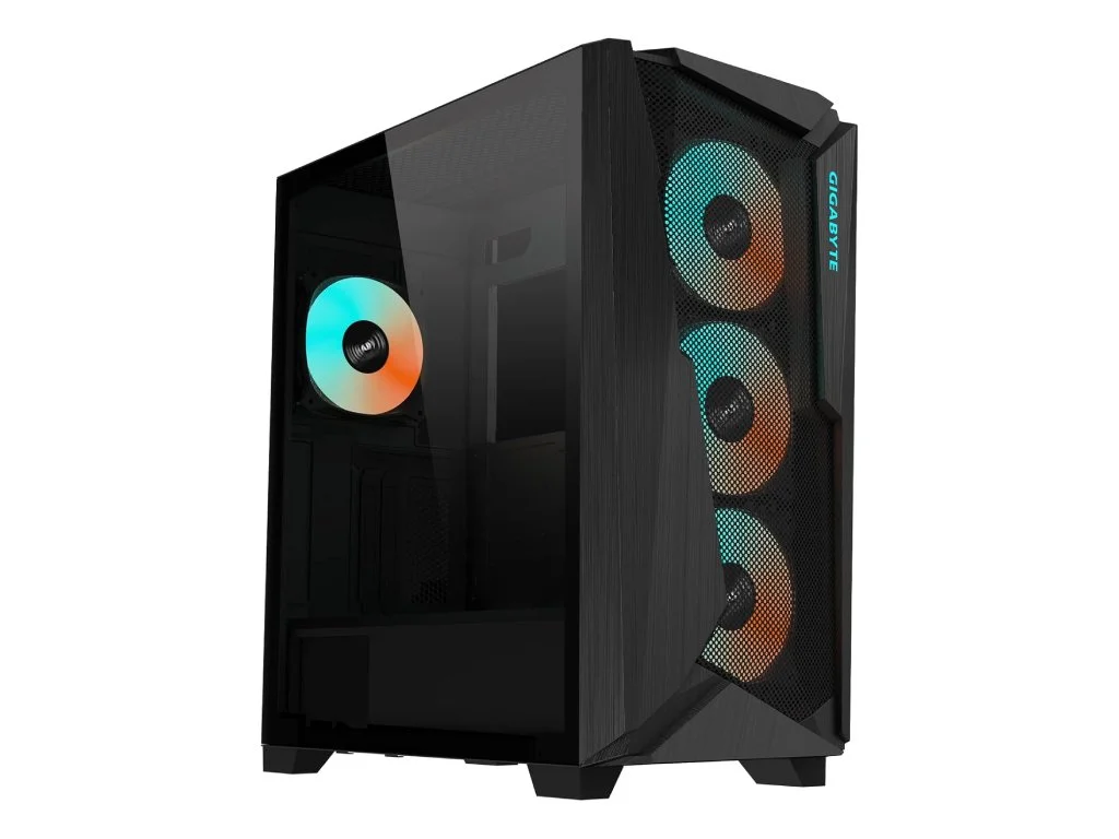 GIGABYTE C301 Glass V2 Black ATX Case, 4*ARGB, 2*2.5"/2*3.5", USB 3.1 Type-C,USB 3.0 x2,Audio in&out