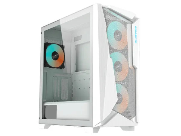 GIGABYTE C301 Glass V2 White ATX Case, 4*ARGB, 2*2.5"/2*3.5", USB 3.1 Type-C,USB 3.0 x2,Audio in&out