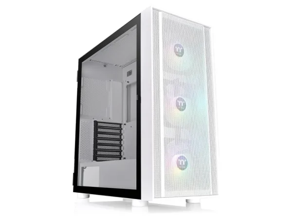 THERMALTAKE H570 TG Snow ARGB Mid Tower, Tempered Glass/Mesh Front Panel/120mm ARGB Lite Fan*3/USB