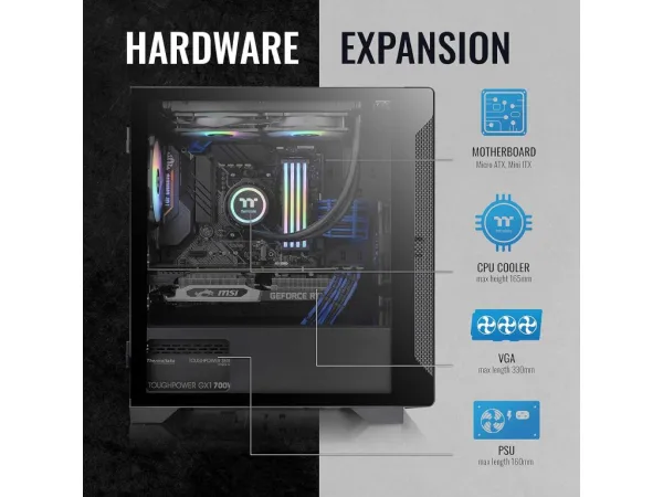 THERMALTAKE S100 Tempered Glass Micro Chassis, 120mm Standard Fan*1,USB 2.0*2/USB 3.0