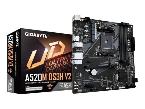 GIGABYTE AMD Ryzen MB A520M DS3H V2,4*DDR4 DIMM 4733MHz,RAID, DP/HDMI, USB 3.2,NVMe PCIe 3.0 M.2,AM4