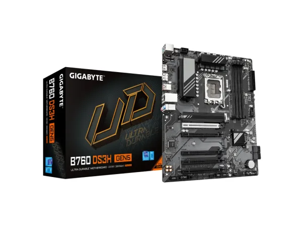 GIGABYTE INTEL MB B760 DS3H GEN5 , 4*DDR5 7600MHz, 2*PCIe 4.0, HDMI/DP, GbE LAN, LGA 1700