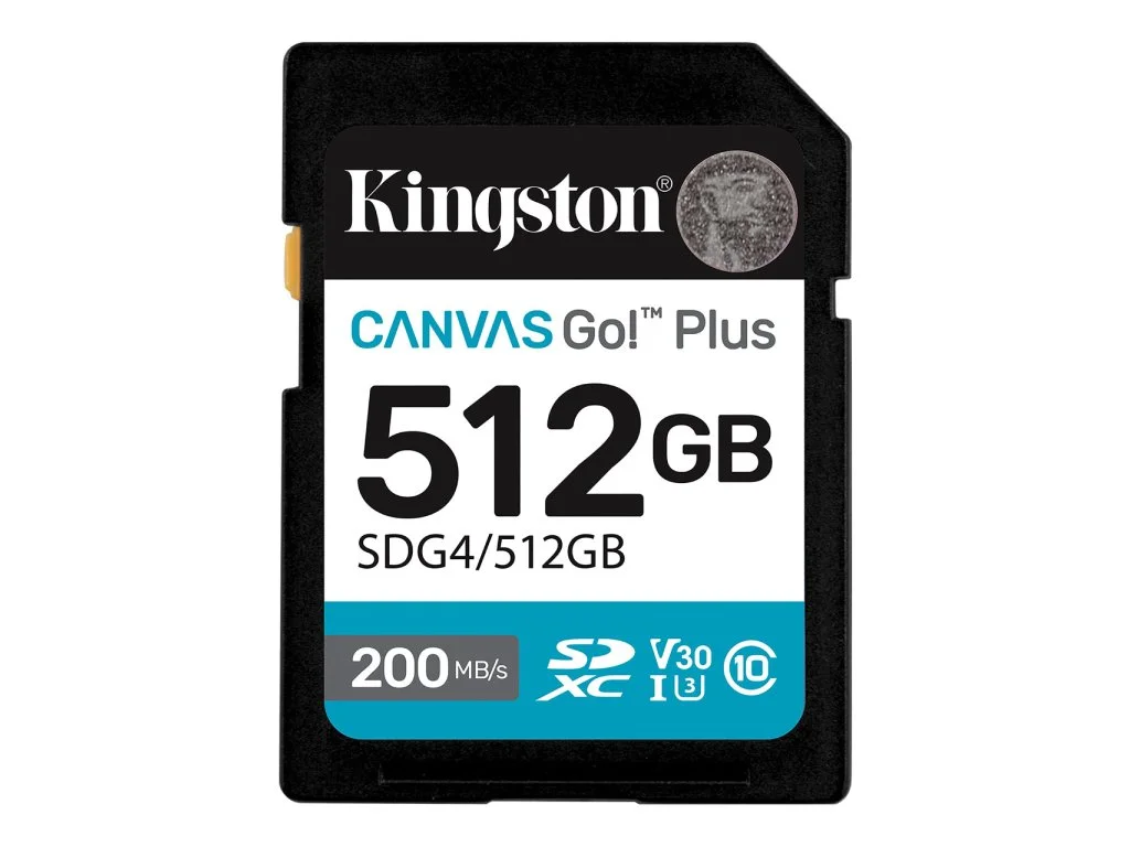 KINGSTON Canvas Go! Plus SD Memory Card 512GB, Class 10, UHS-I, U3, V30, up to 200/160MB/s, 4K video