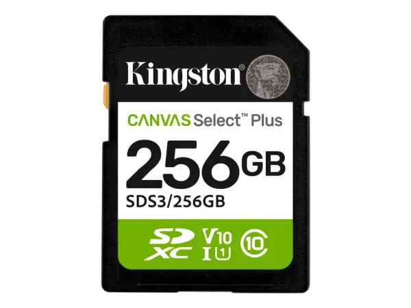 KINGSTON SDXC Card 256GB CANVAS Select Plus C10, UHS-I, V10, up to 150 MB/s