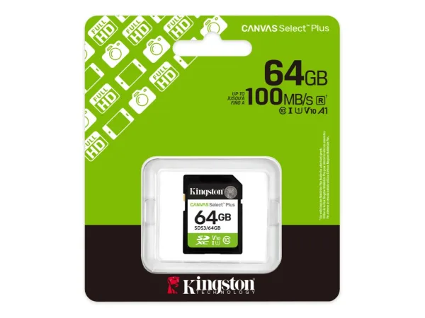 KINGSTON SDXC Card 64GB CANVAS Select Plus C10, UHS-I, V10, up to 100 MB/s