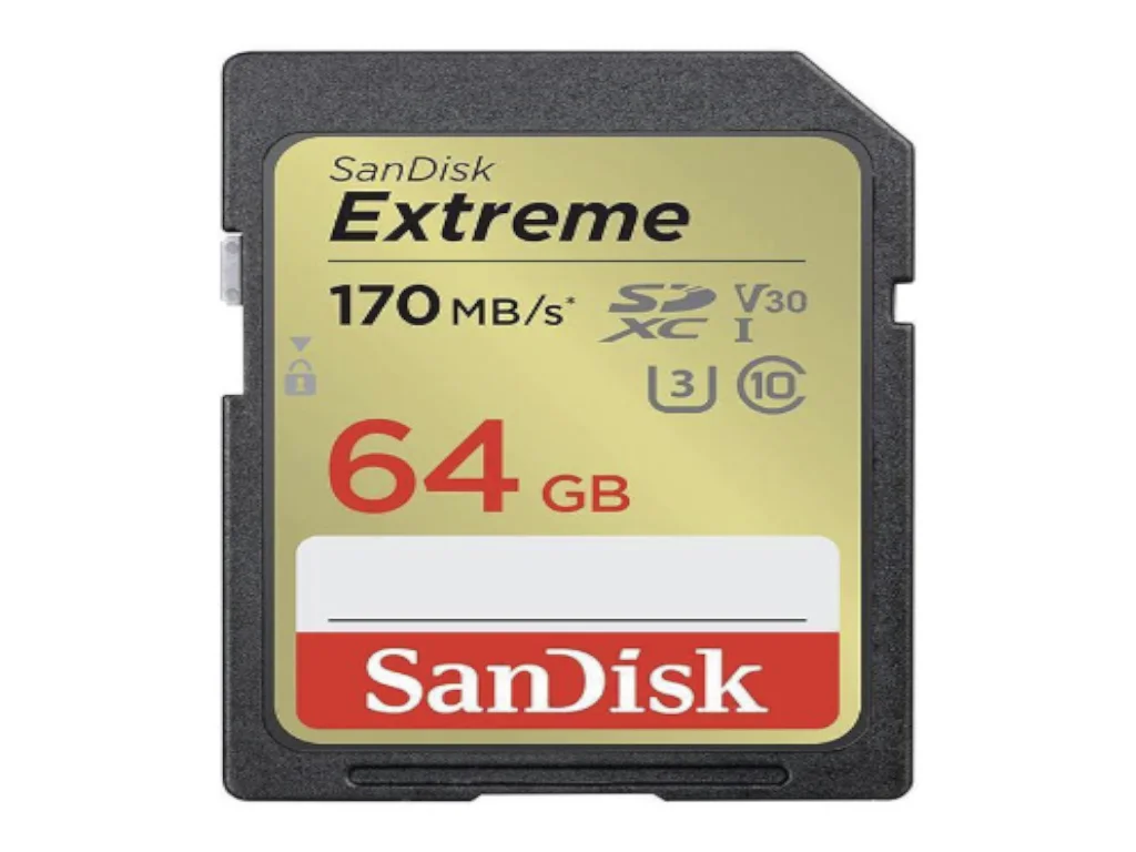 SanDisk Extreme 64GB SDXC Memory Card, up to 170MB/s & 130MB/s Read/Write, UHS-I, Class 10, U3, V30