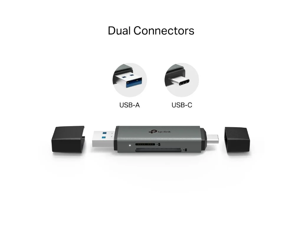 TP-LINK UA430D USB 3.0 Type-C & Type A to SD & microSD UHS-I 3.0 Card Reader, 2TB Max up to 200 MB/s