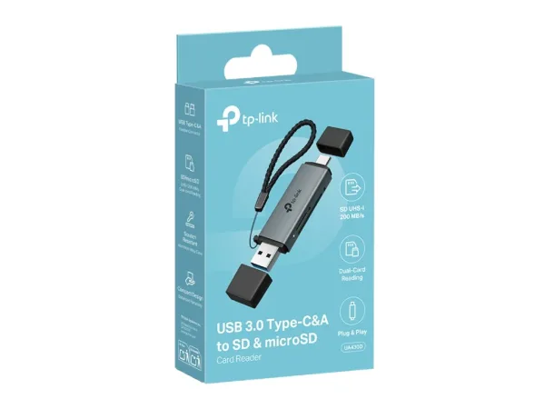 TP-LINK UA430D USB 3.0 Type-C & Type A to SD & microSD UHS-I 3.0 Card Reader, 2TB Max up to 200 MB/s