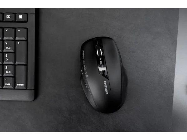 CHERRY MW 2310 USB Wireless Optical Mouse, 6 Button, 1000/1600/2400 DPI, Black, 2 x AA