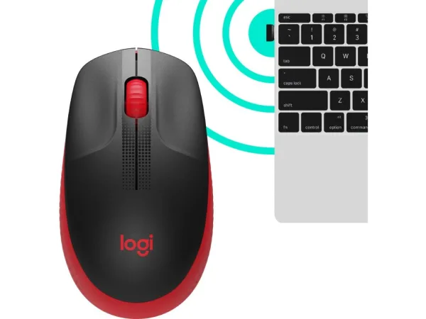 LOGITECH M190 Red Wireless Mouse, Full Size Curve Design, 18-month battery life (AA battery)