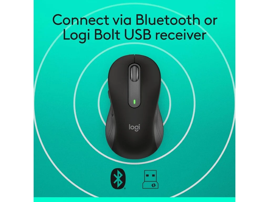 LOGITECH Signature M650 Wireless Mouse for Business, 400-4000 DPI, Bluetooth, 10m, 1x AA battery