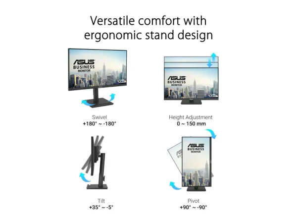 ASUS IPS Monitor VA27DQFS 27" Full HD, 100Hz, 1ms, DP/HDMI/VGA/USB Hub, Tilt/Pivot/HAS/Swivel
