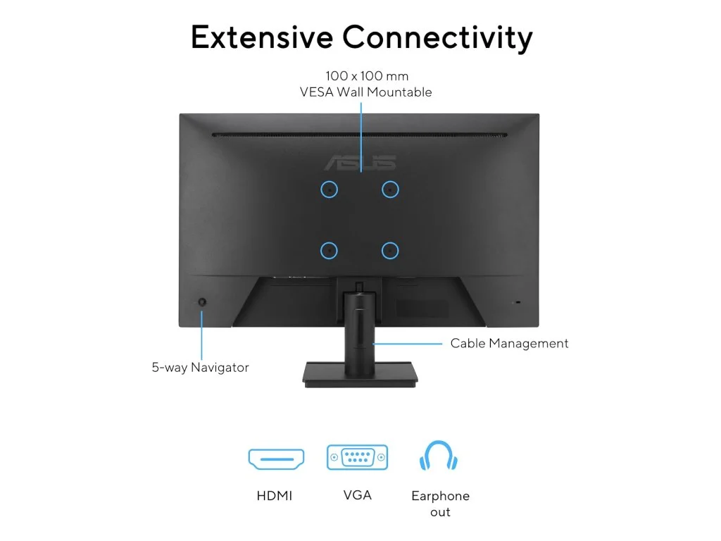 ASUS LED IPS Gaming Monitor VA279HG, 27",Full HD 1920x1080, 120Hz, 1 ms, 1500:1,Eye Care, VGA/HDMI