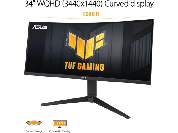ASUS TUF Gaming Curved Monitor VG34VQL3A, 34" WQHD 3440x1440, 180Hz, 1ms, DP*2/HDMI*2, USB Hub, HAS