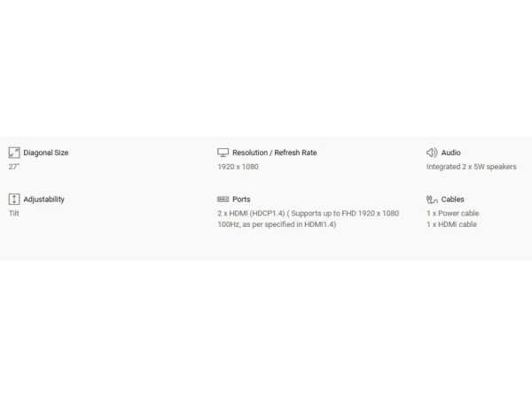 Dell 27 S2725H 27"/FHD/IPS/100Hz/5ms/2xHDMI/Speakers/Tilt