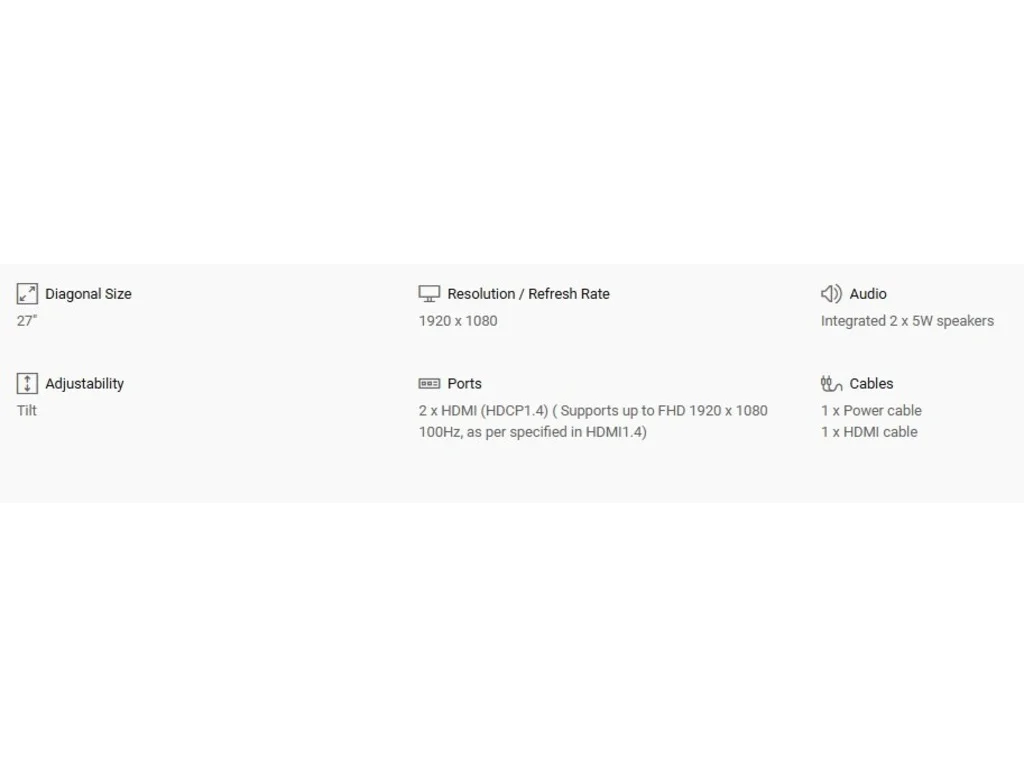Dell 27 S2725H 27"/FHD/IPS/100Hz/5ms/2xHDMI/Speakers/Tilt